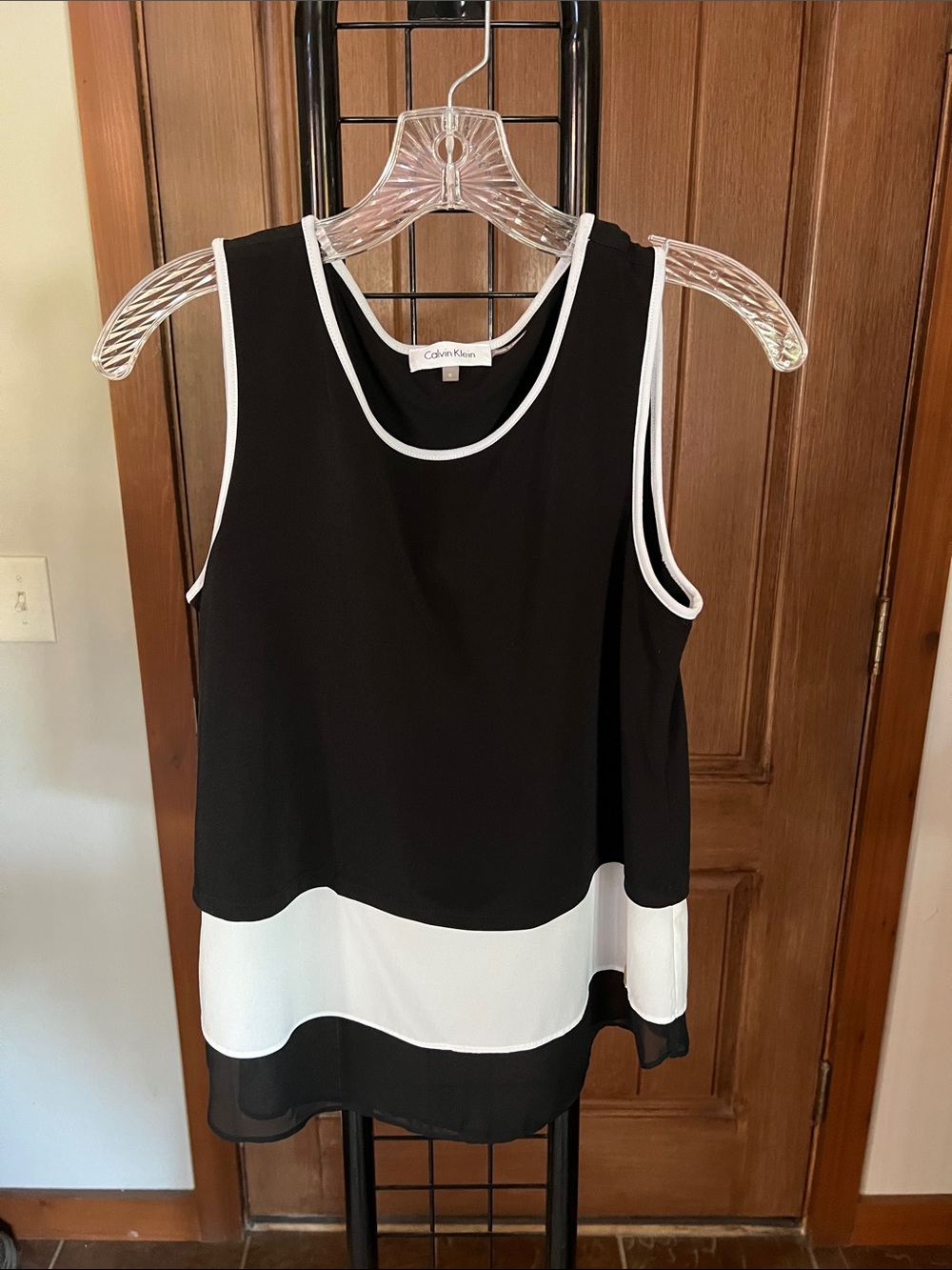 Calvin Klein Black and White Layered Sleeveless Tank